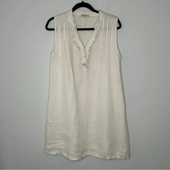 Alessia Bacini Made in Italy Linen Mini Neutral Dress Lightweight Breathable Air - Picture 5 of 8